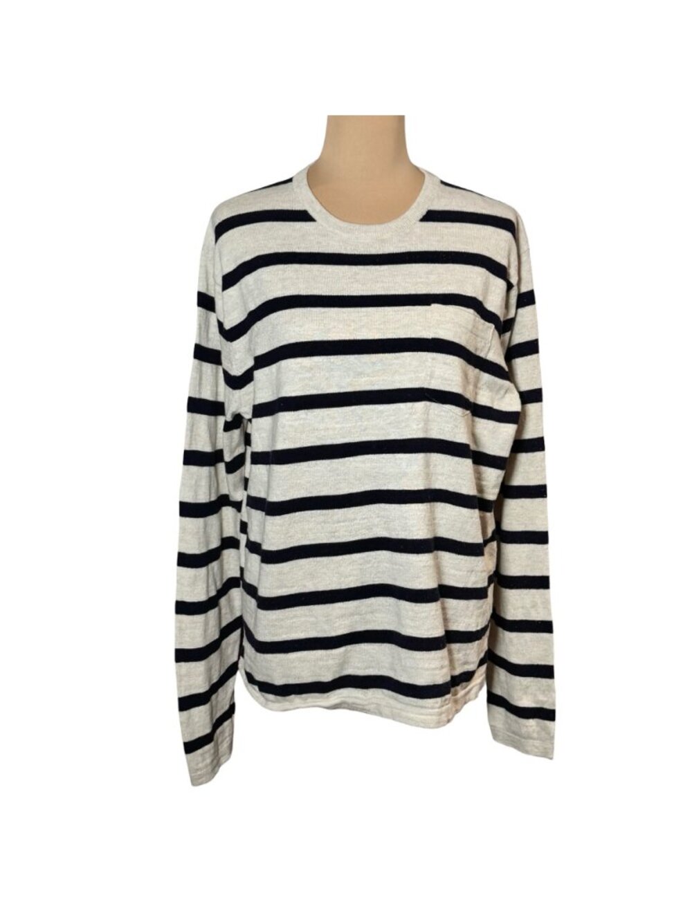 J. Crew 100% Cotton Striped Sweater Sz L Preppy Heritage Nautical - Picture 2 of 11